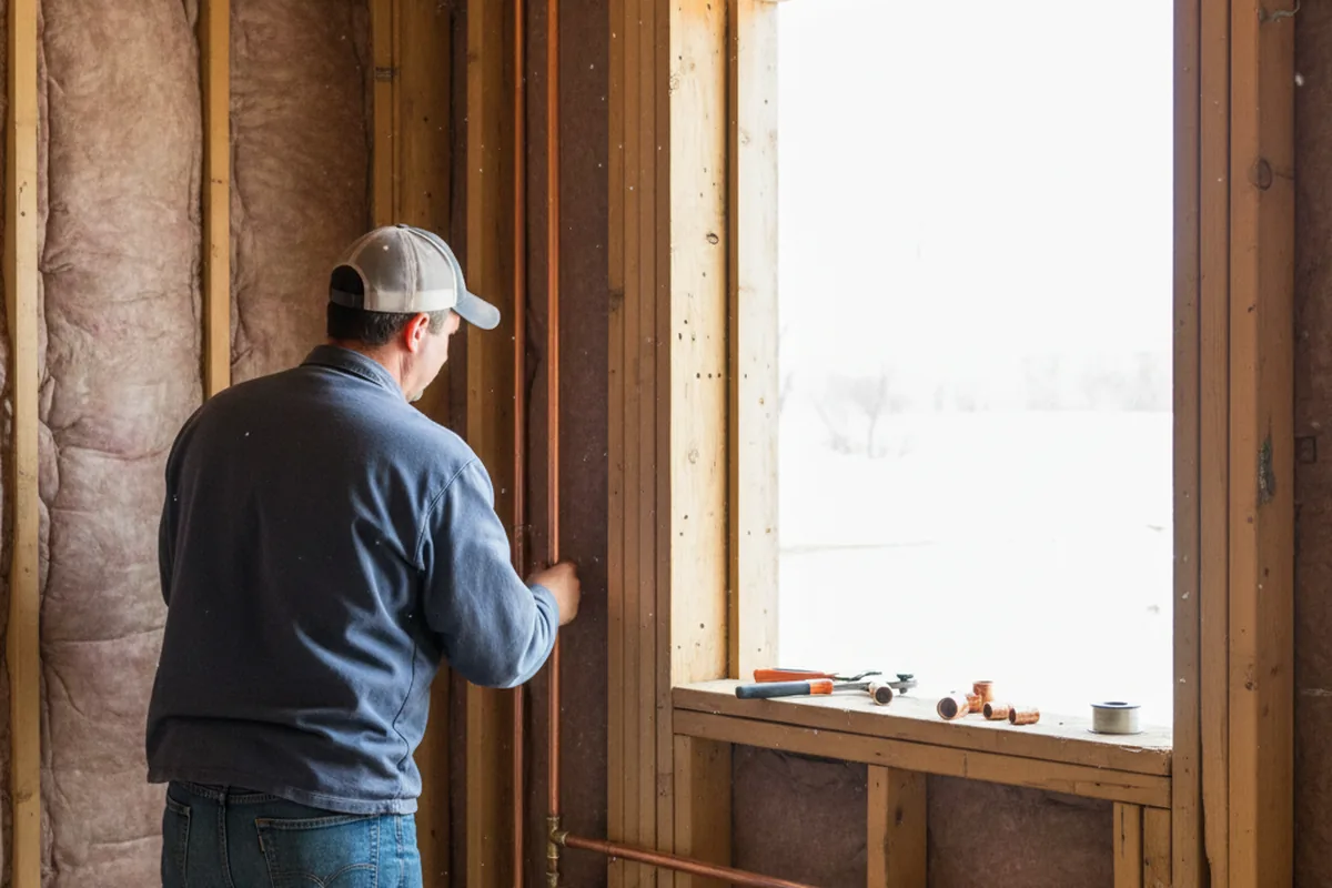 Licensed plumber running new copper supply lines in a Rockvale home