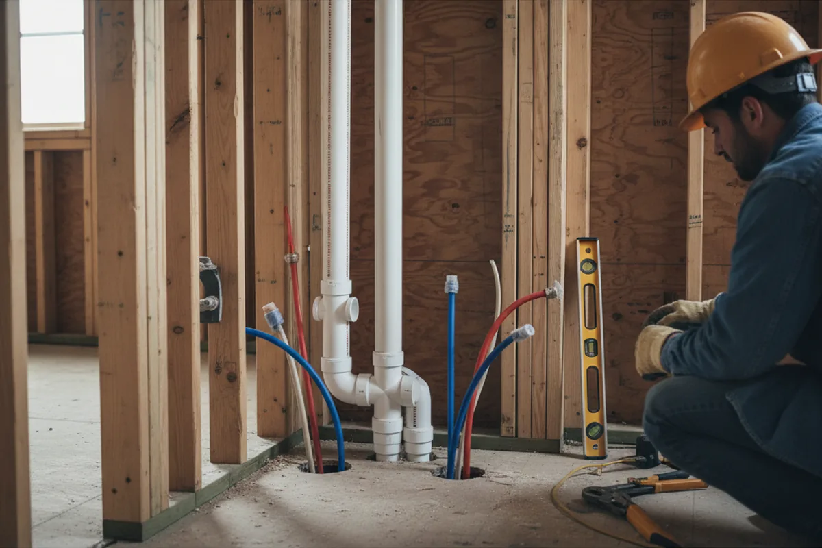 Drain and supply rough-in during Leak Detection in Rockvale