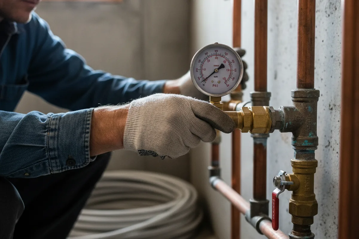 Pressure testing a repaired line during Water Line Repair in Rockvale